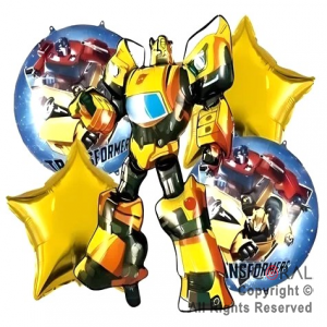 SET DE GLOBOS METALIZADO TRANSFORMERS 5 UNIDADES 